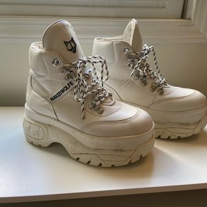 White Leather Platform Naked Wolfe Boots
